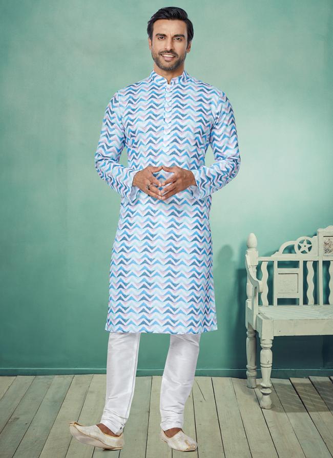 Dhupion Silk Multi Color Festival Wear Printed Readymade Kurta Pajama